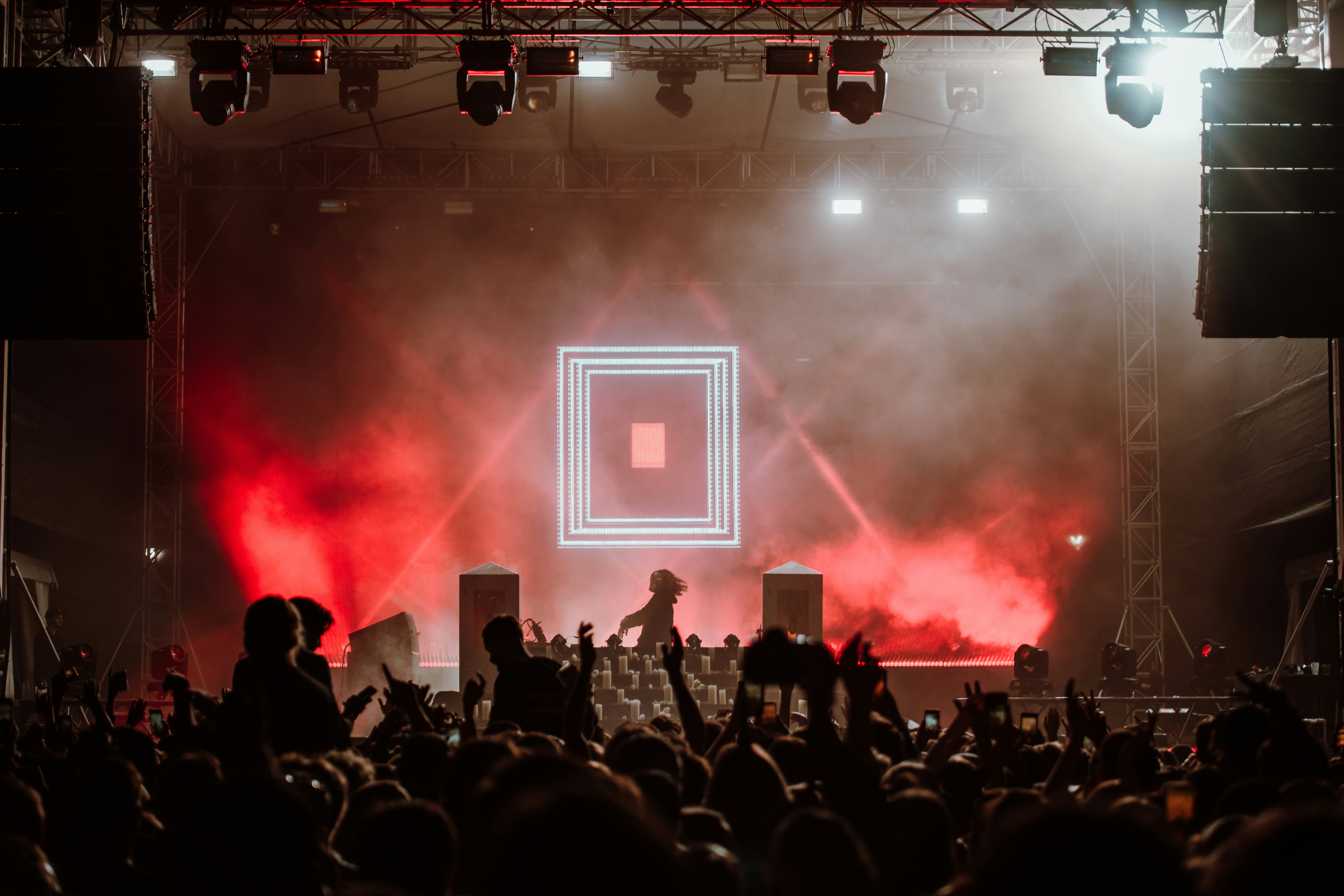 people watching concert during night time